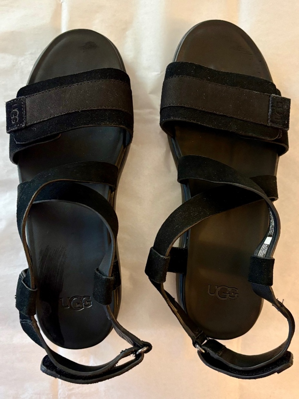 UGG Black Platform Sport Sandals Size 9 Adjustable Velcro Straps Chunky Sole